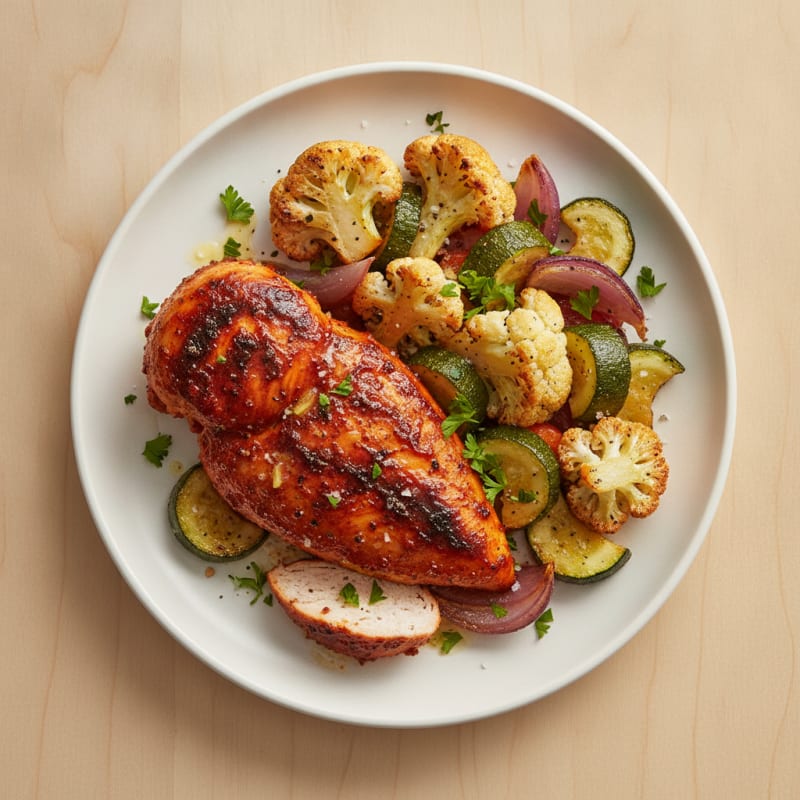 Spicy Harissa Chicken with Roasted Vegetables
