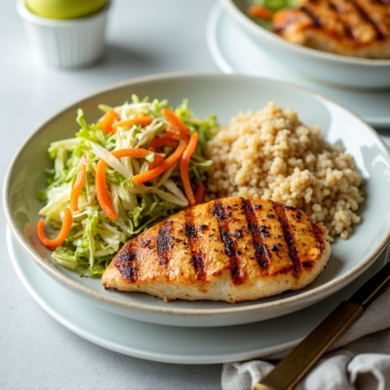 Grilled Chicken Breast with Crunchy Cabbage Apple Slaw