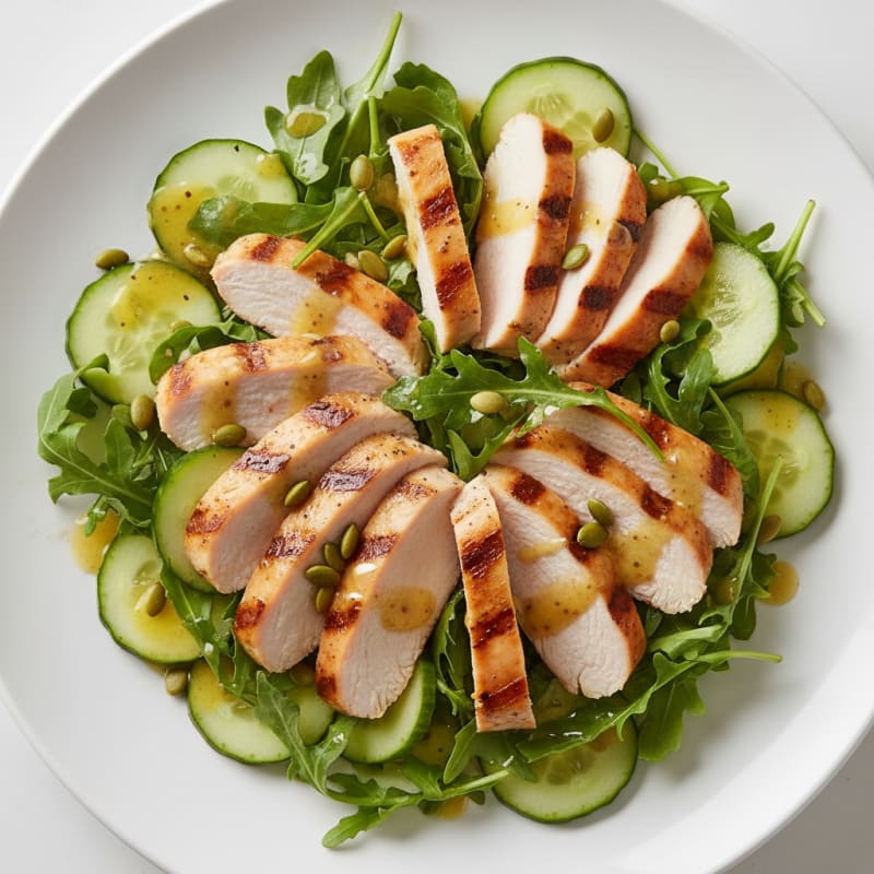 Grilled Turkey Breast Salad with Crunchy Cucumber and Lemon Vinaigrette