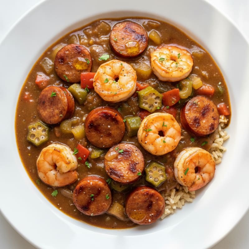 Creole Sausage and Shrimp Gumbo