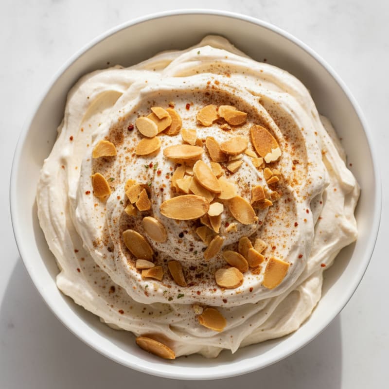 Creamy Protein Yogurt with Cinnamon and Sliced Almonds