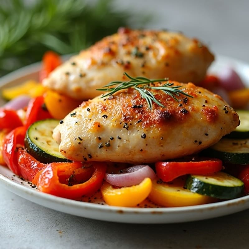 Sheet Pan Herb-Roasted Chicken with Rainbow Vegetables