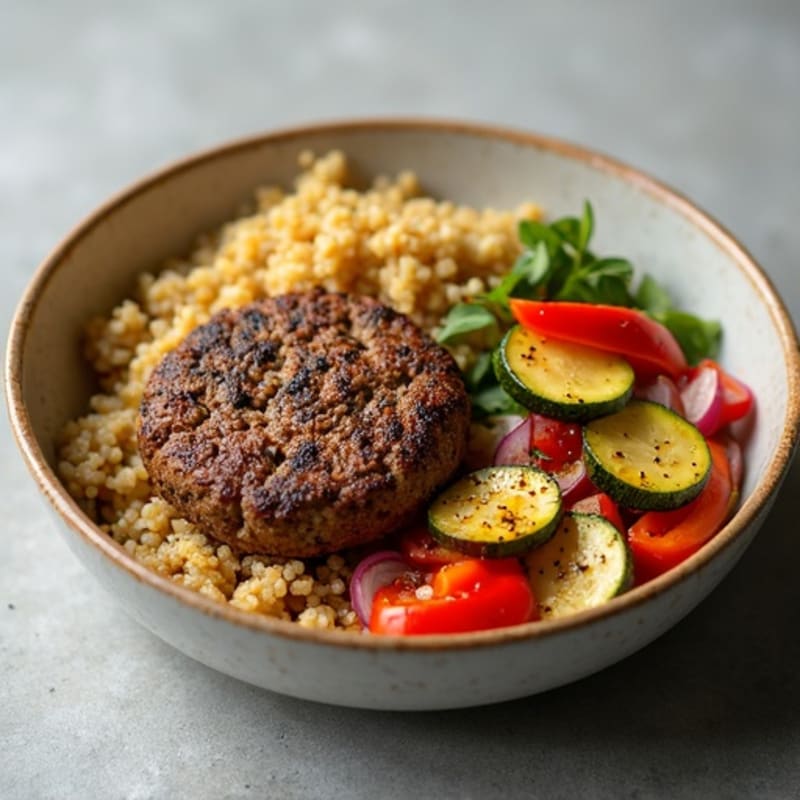Hearty Ground Venison Burger Bowl with Roasted Vegetables