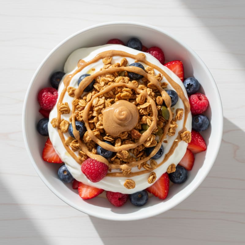Creamy Greek Yogurt Parfait with Mixed Berries and Almond Butter