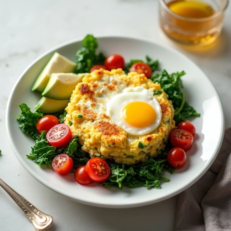 Cottage Cheese Egg White Scramble with Sautéed Spinach and Cherry Tomatoes