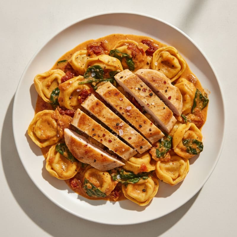 Chicken Tortellini with Sun-Dried Tomato Spinach Sauce
