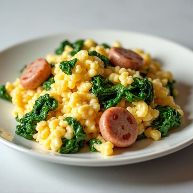 Egg White Scramble with Spinach and Turkey Sausage