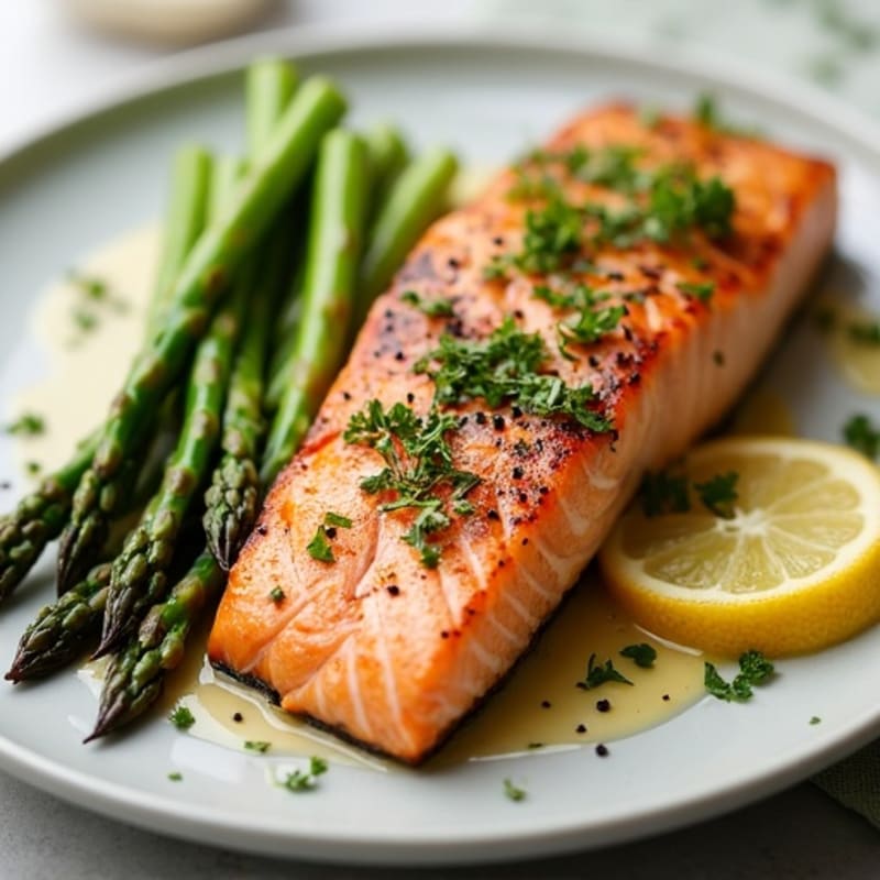 Lemon Herb Grilled Salmon with Crispy Roasted Asparagus