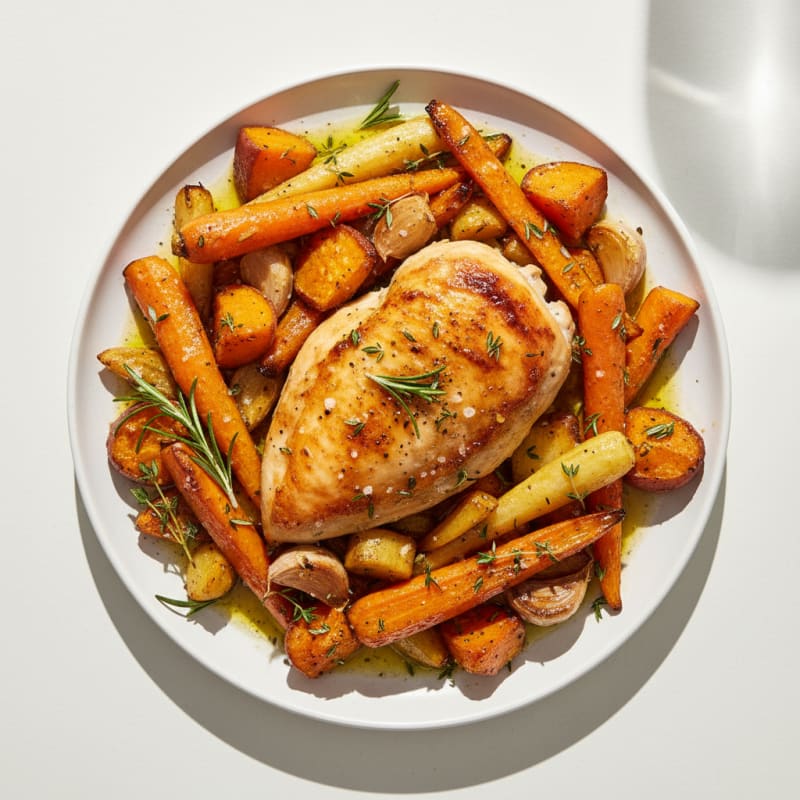 Garlic Herb Roasted Chicken with Root Vegetables