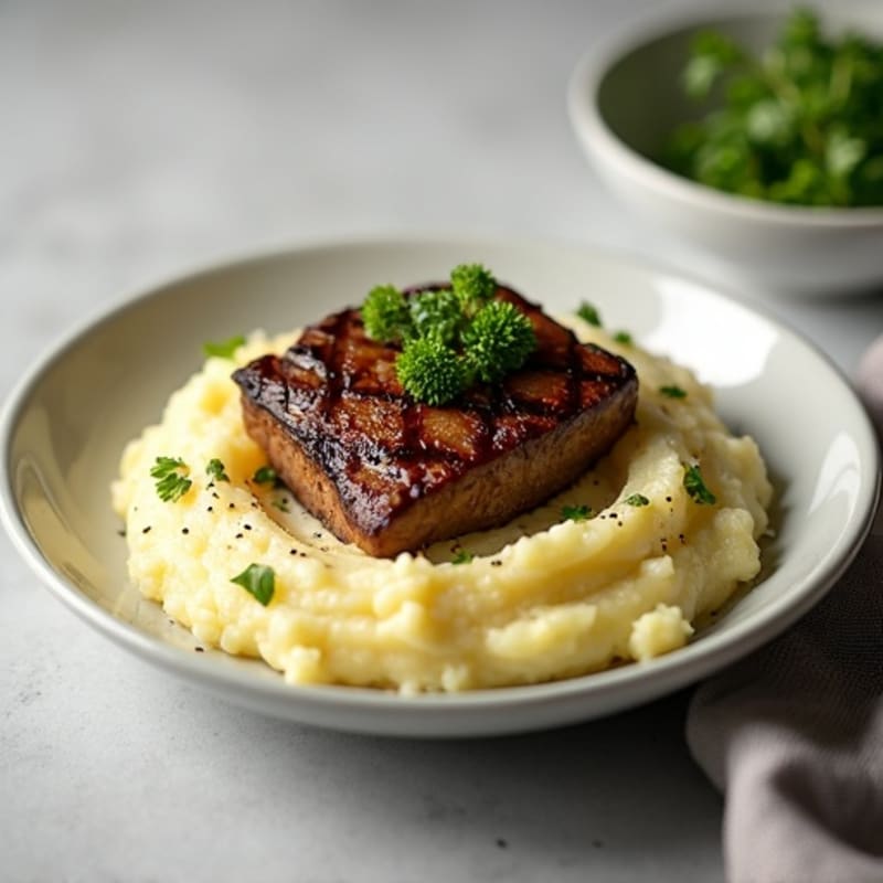 Garlic-Herb Mashed Potatoes with Pan-Seared Steak