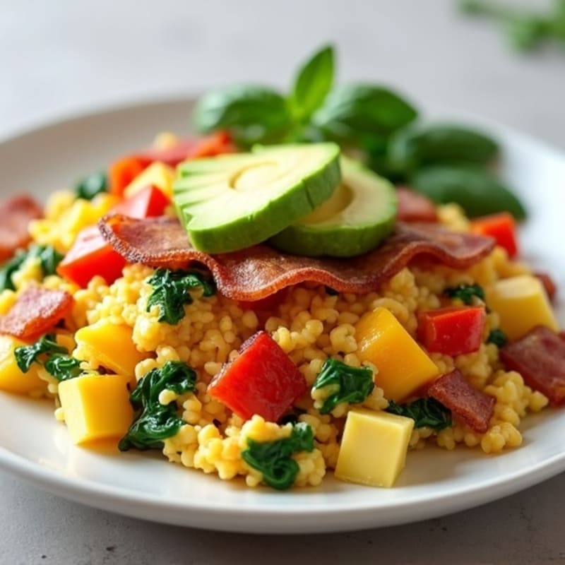 Egg White Veggie Scramble with Turkey Bacon