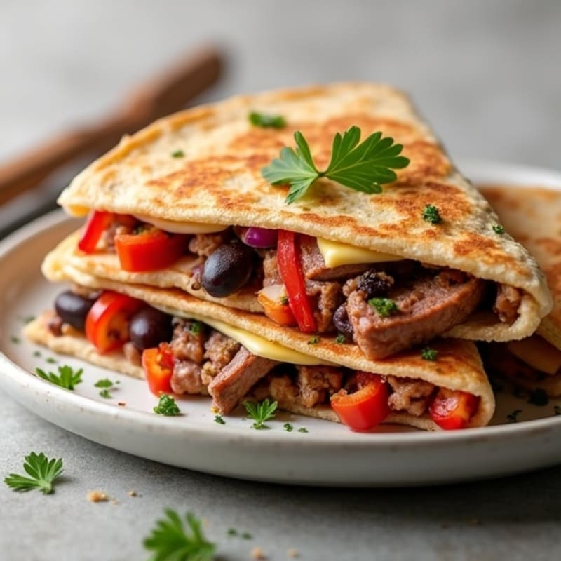 Crispy Whole Wheat Steak and Black Bean Quesadillas