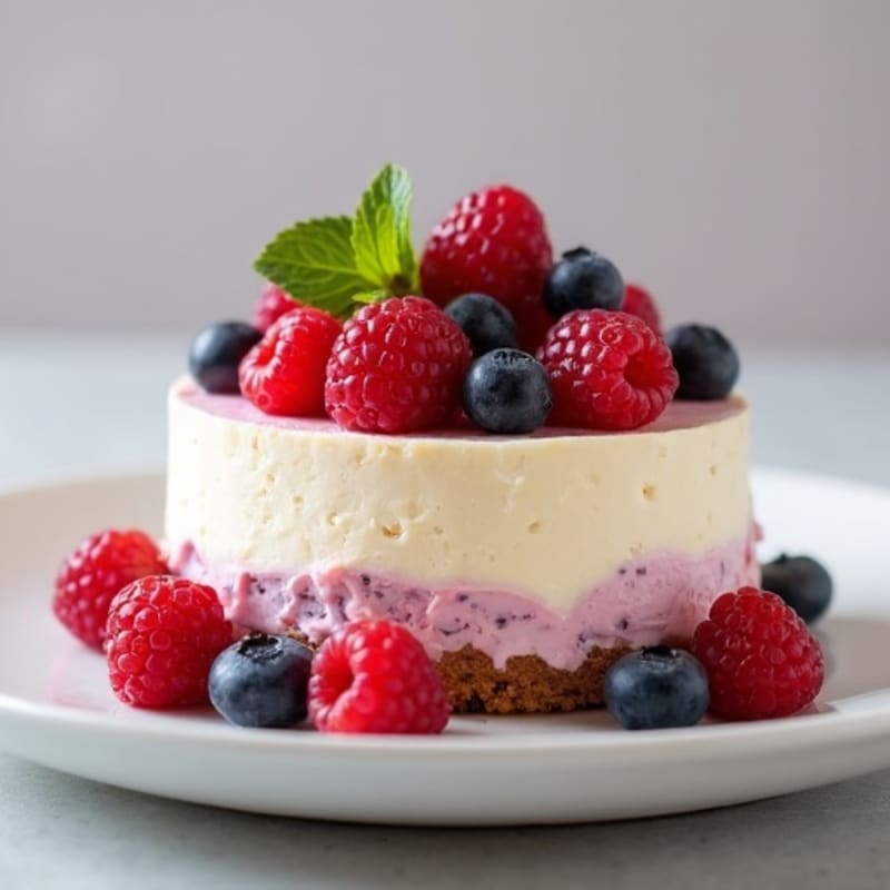 Cottage Cheese Protein Cheesecake with Mixed Berries