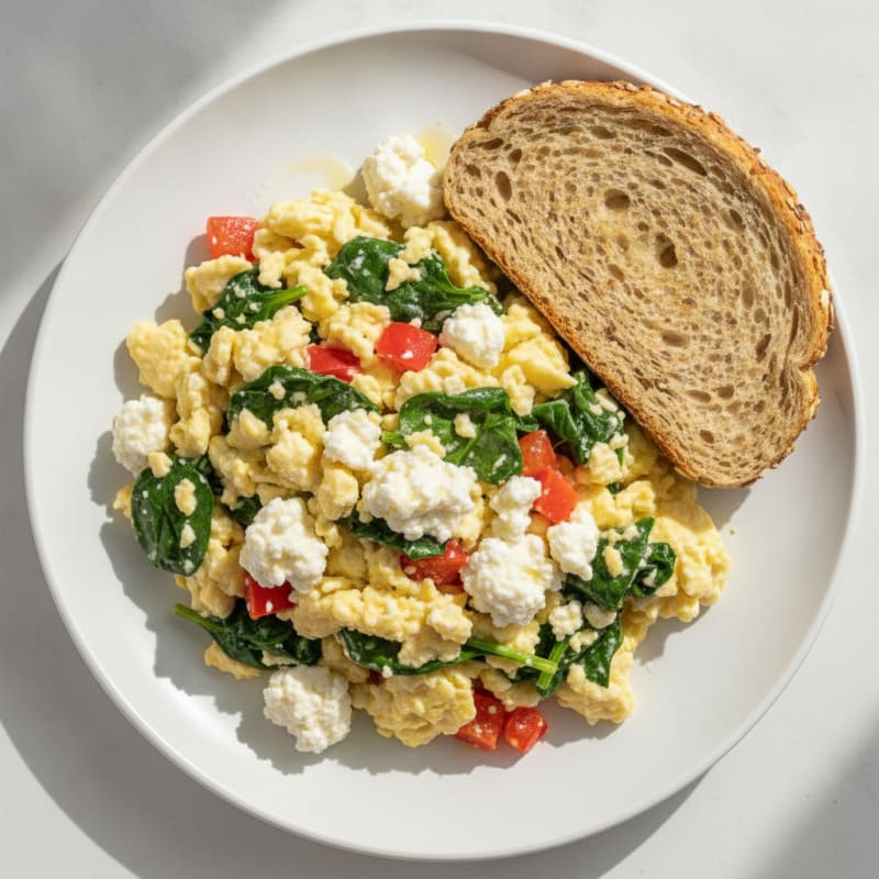 Egg White Vegetable Scramble with Cottage Cheese