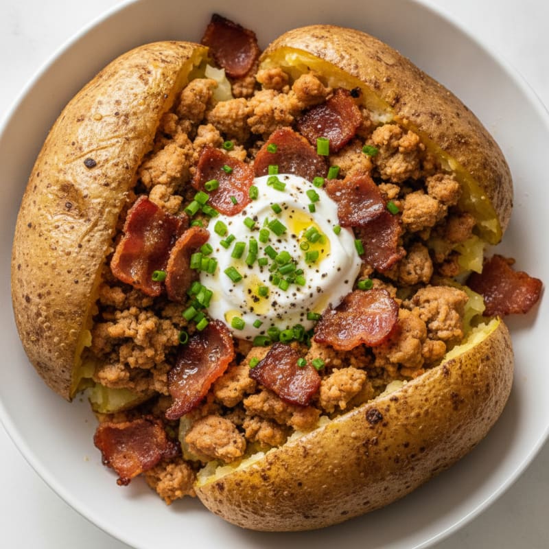 Loaded Baked Potatoes with Bacon and Chives