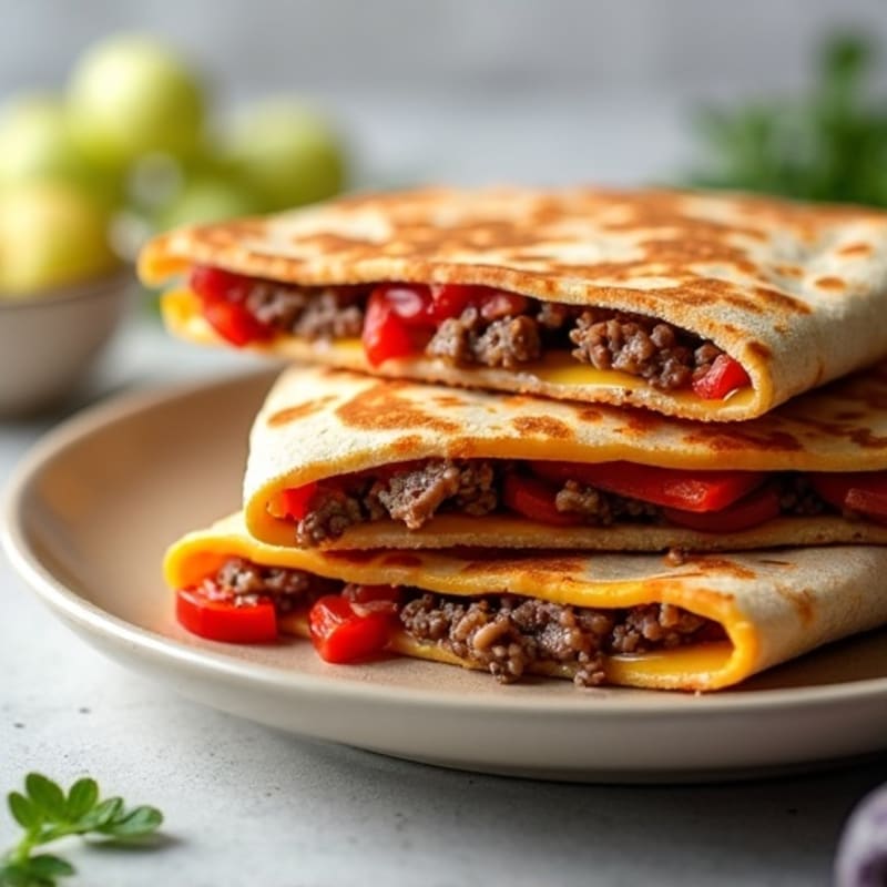 Steak and Bell Pepper Crispy Whole Wheat Quesadillas