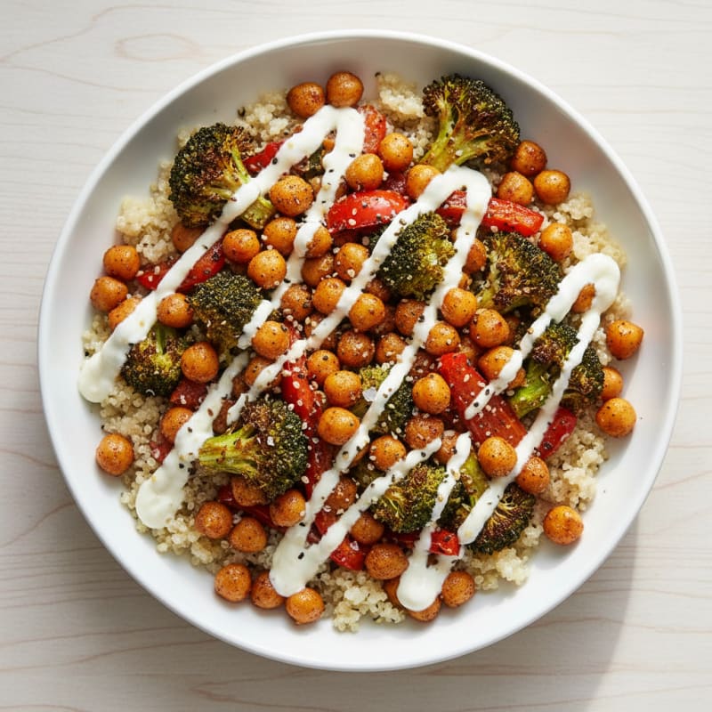 Roasted Vegetable and Chickpea Grain Bowl