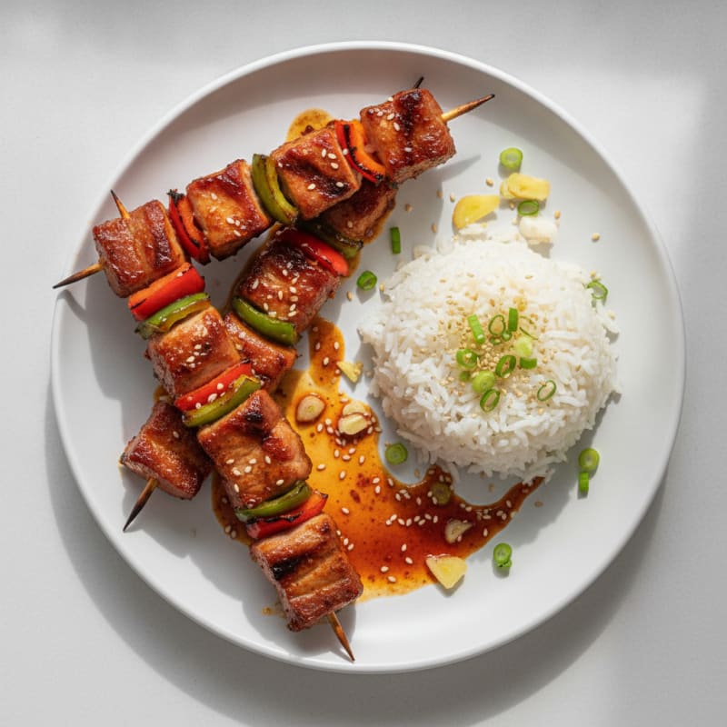 Spicy Gochujang Pork Belly Skewers