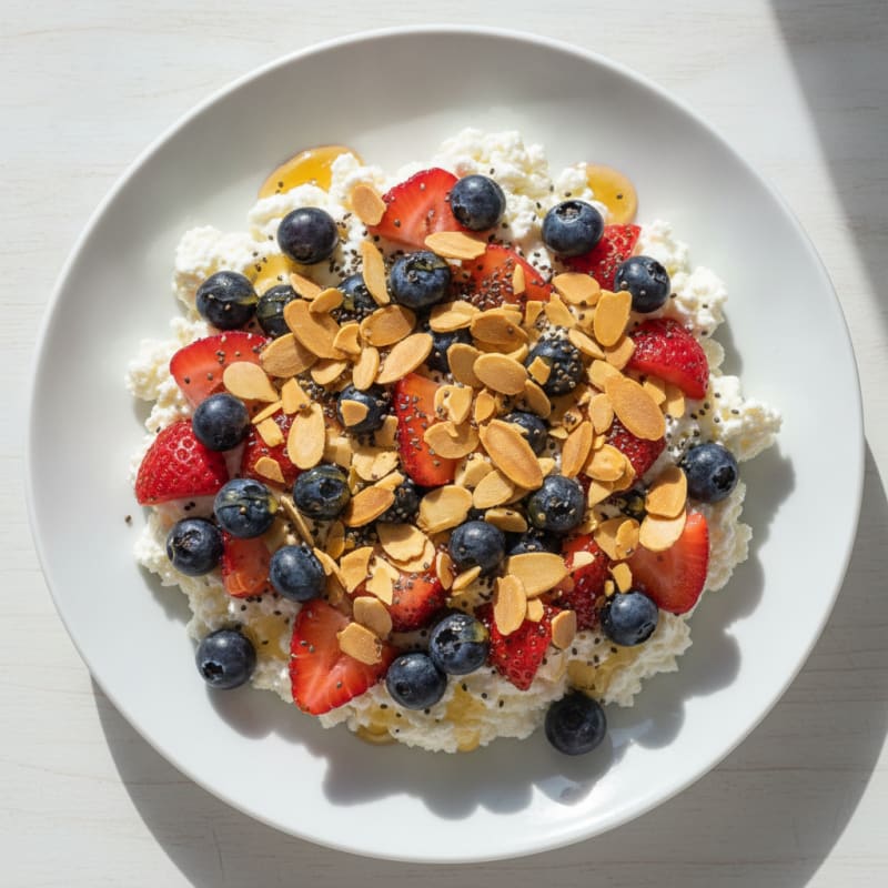 Cottage Cheese Berry Bowl with Almonds
