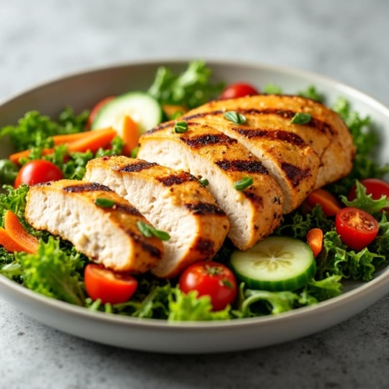 Grilled Chicken Breast Salad with Crunchy Vegetables