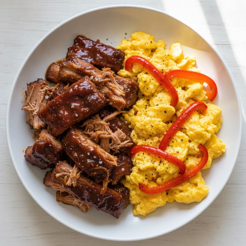 Slow-Cooked BBQ Pork Ribs with Eggs