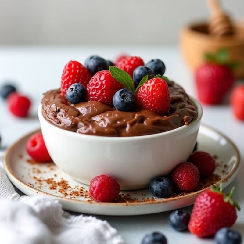 Chocolate Protein Yogurt with Fresh Berries