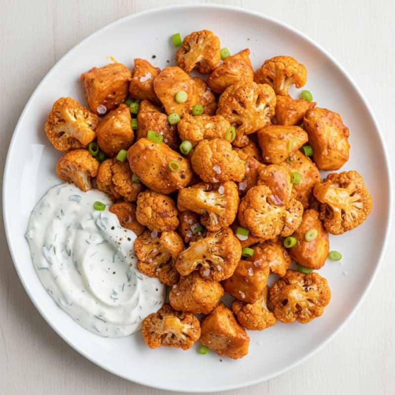 Crispy Buffalo Roasted Cauliflower Bites
