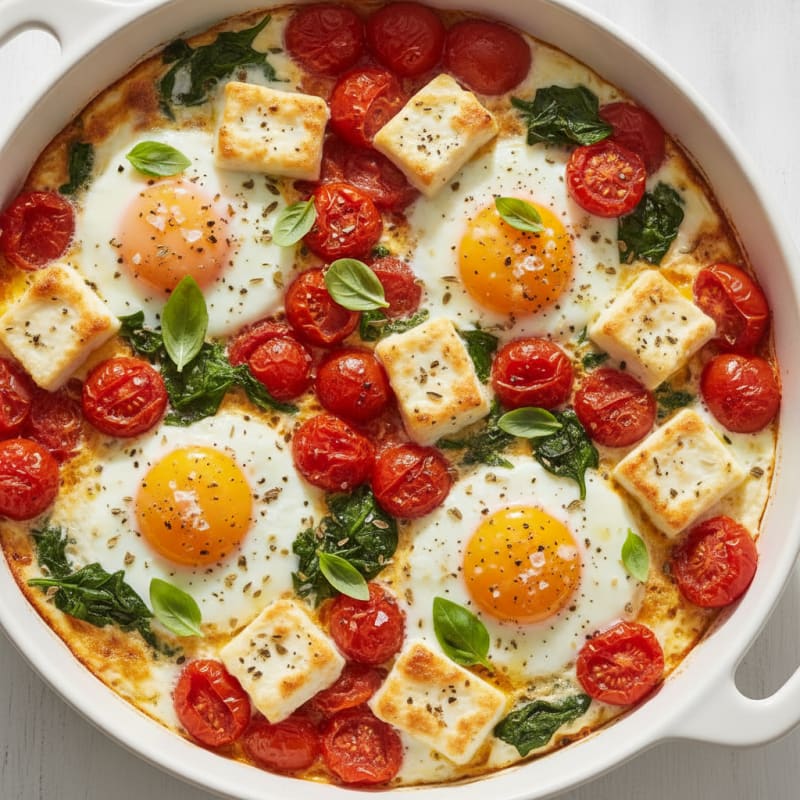 Baked Feta and Tomato Breakfast Skillet