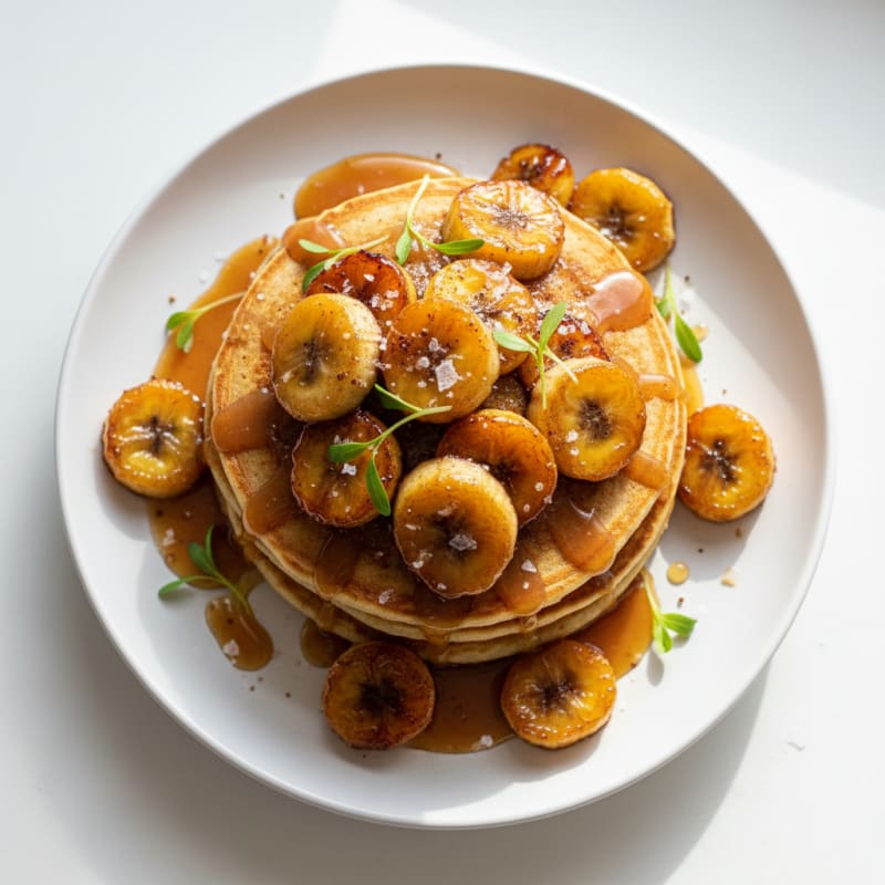 Golden Caramelized Banana Pancakes