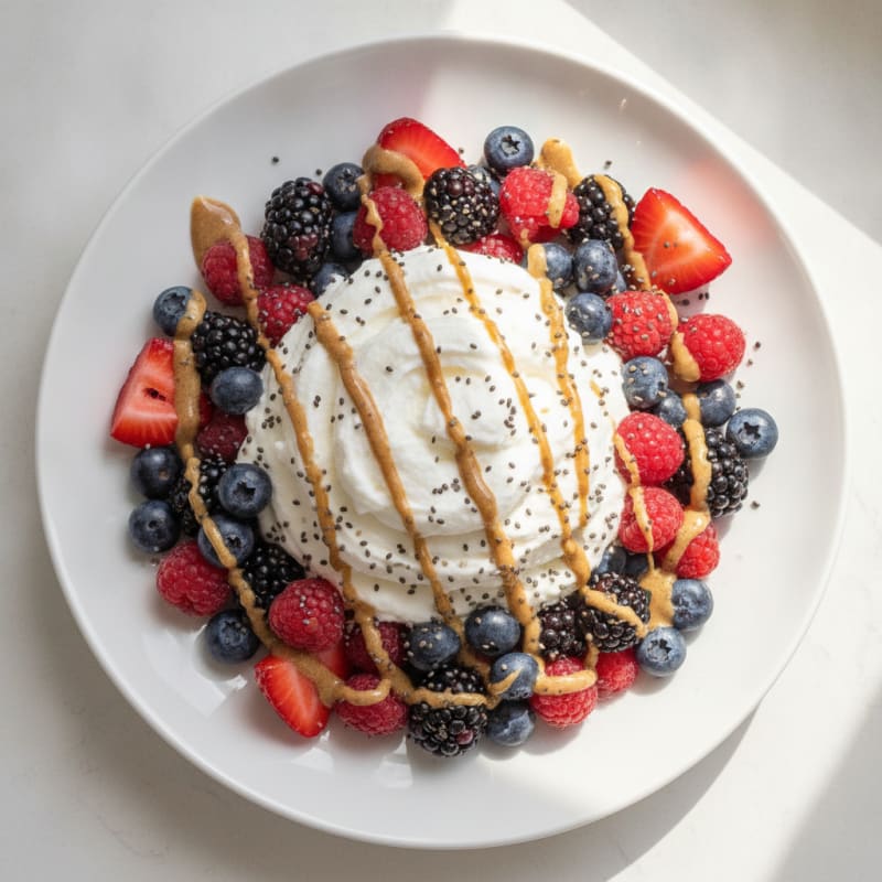 Egg White Protein Pudding with Mixed Berries