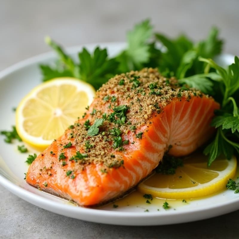 Herb-Crusted Lemon Garlic Baked Salmon