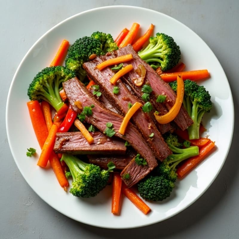 Thinly Sliced Beef Stir-Fry with Savory Garlic-Ginger Vegetables