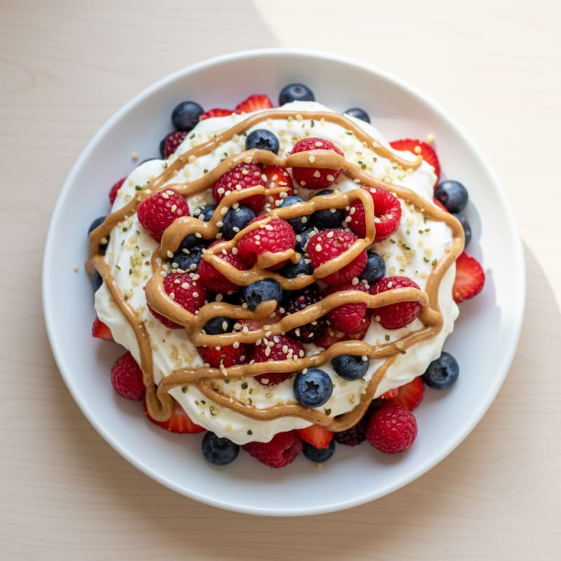 Greek Yogurt Protein Parfait with Mixed Berries and Almond Butter