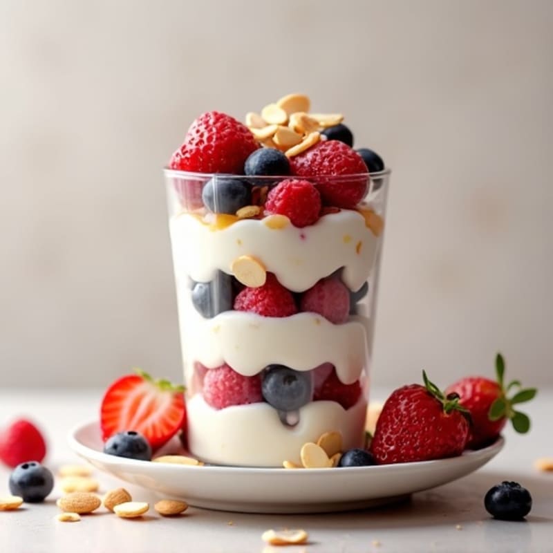 Creamy Greek Yogurt Protein Parfait with Mixed Berries and Almonds