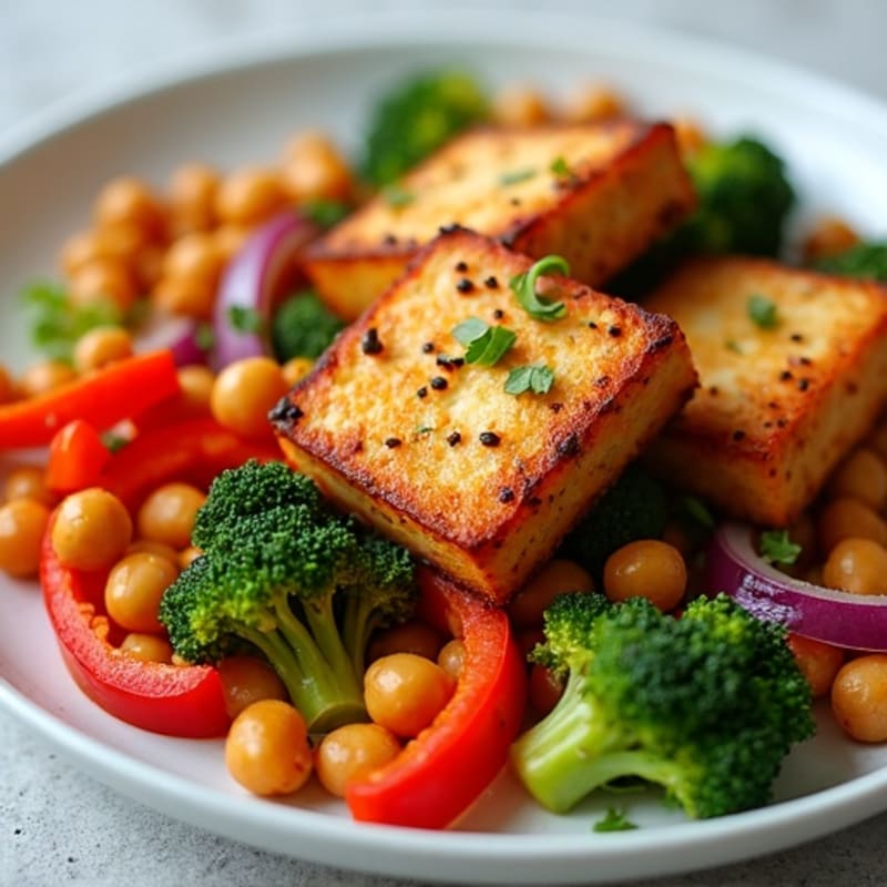 Crispy Baked Tofu with Roasted Vegetables