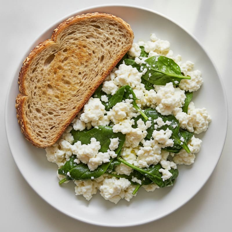 Scrambled Egg Whites with Spinach and Cottage Cheese