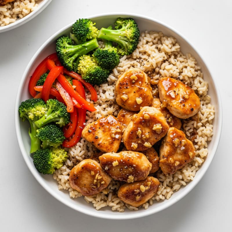 Crispy Honey-Garlic Chicken Bowls