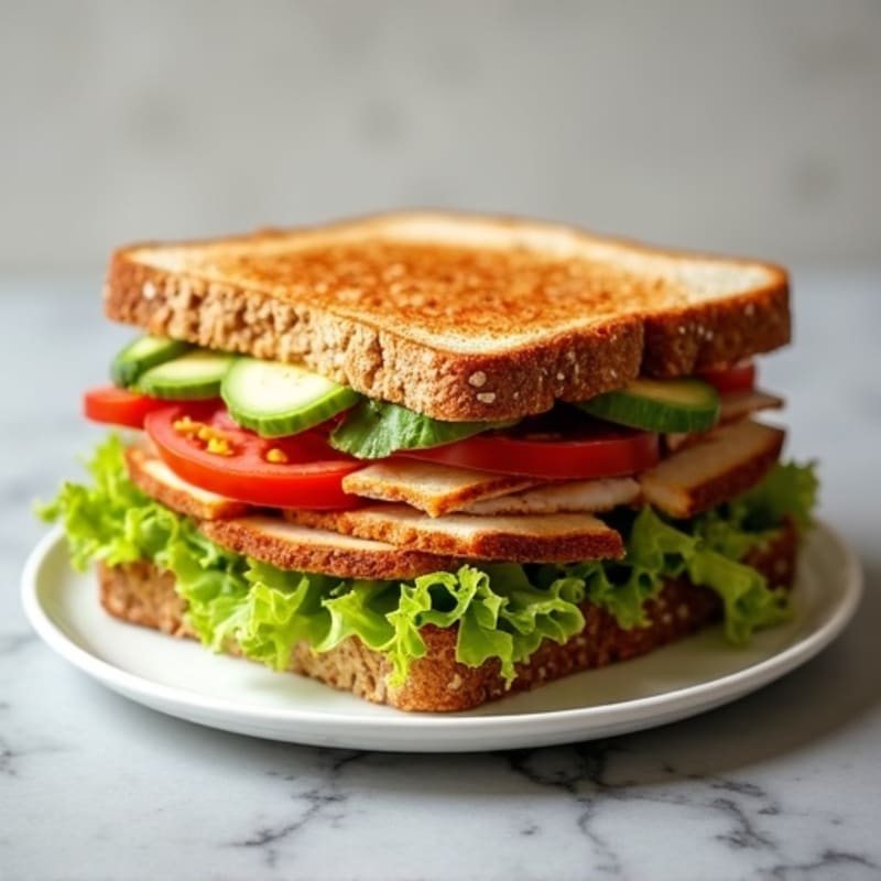 Healthy Crispy Turkey BLT with Creamy Avocado Whole Grain Sandwich