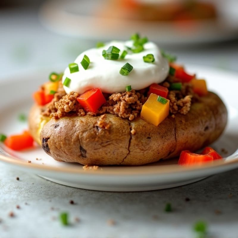 Lean Ground Turkey Loaded Baked Potatoes with Creamy Greek Yogurt