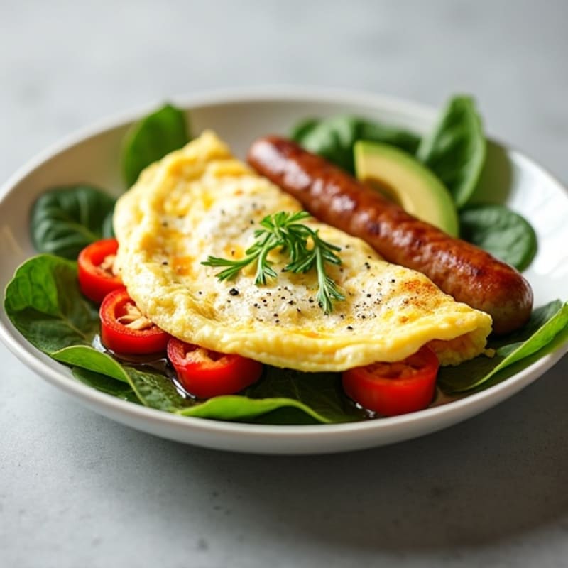 Egg White Omelette with Grilled Turkey Sausage and Greek Yogurt