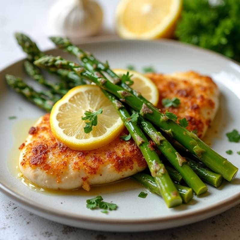 Crispy Lemon-Herb Baked Chicken with Roasted Asparagus