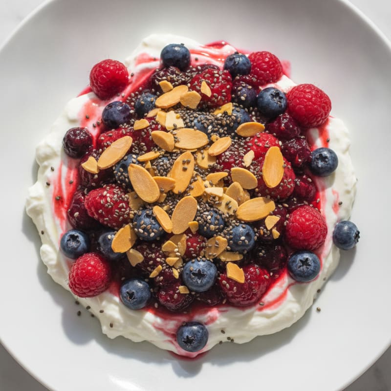 Greek Yogurt Protein Parfait with Berries and Almonds