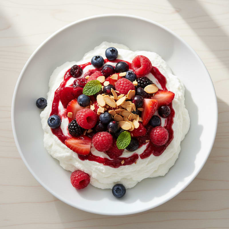 Greek Yogurt Protein Mousse with Mixed Berries