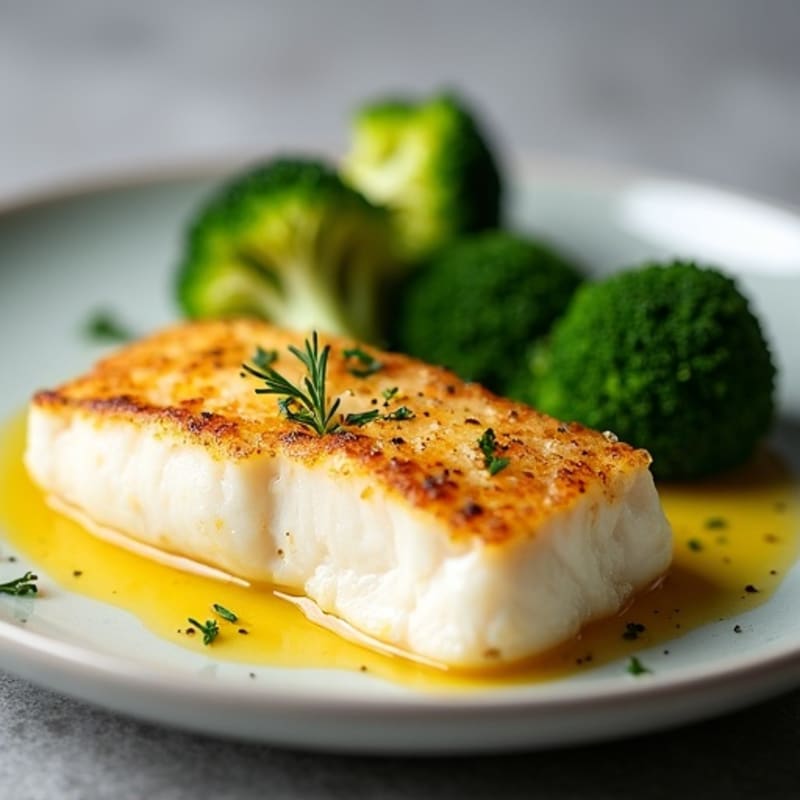 Seared Cod with Steamed Broccoli and Lemon Zest