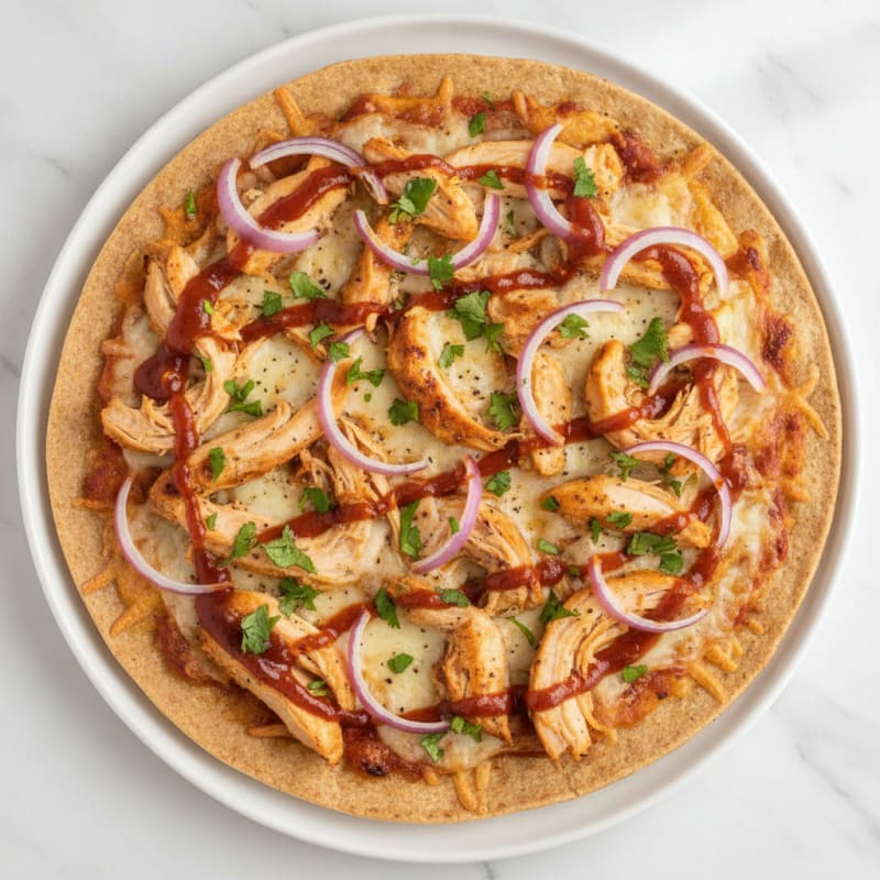 High-Protein BBQ Chicken Pizza with Red Onion