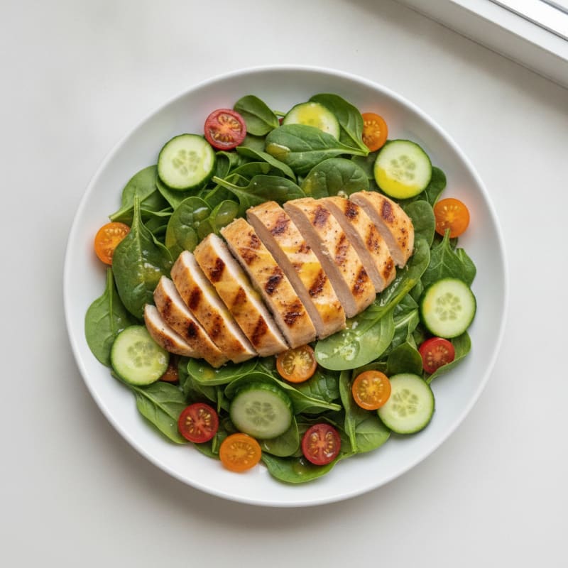 Grilled Chicken and Spinach Salad with Lemon Vinaigrette