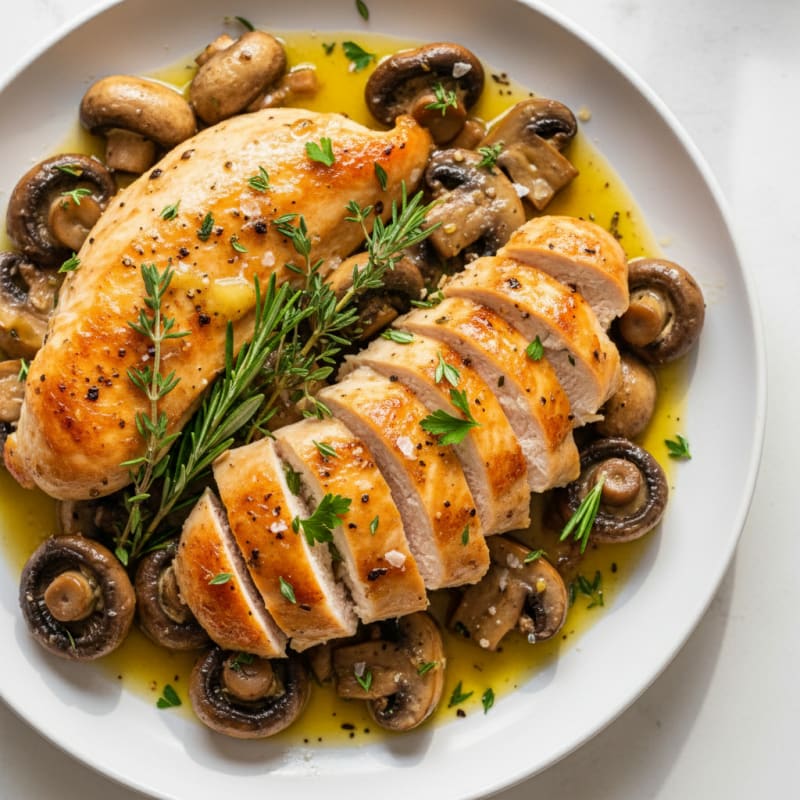 Roasted Garlic Butter Mushrooms with Herbs