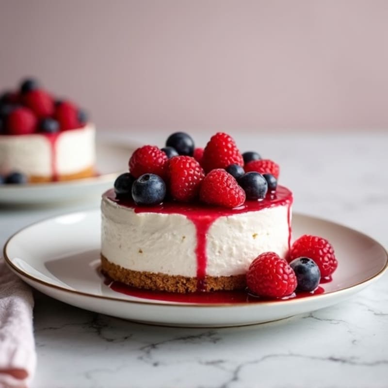 Greek Yogurt Protein Cheesecake with Mixed Berries