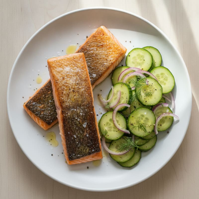 Pan-Seared Salmon with Cucumber Dill Salad