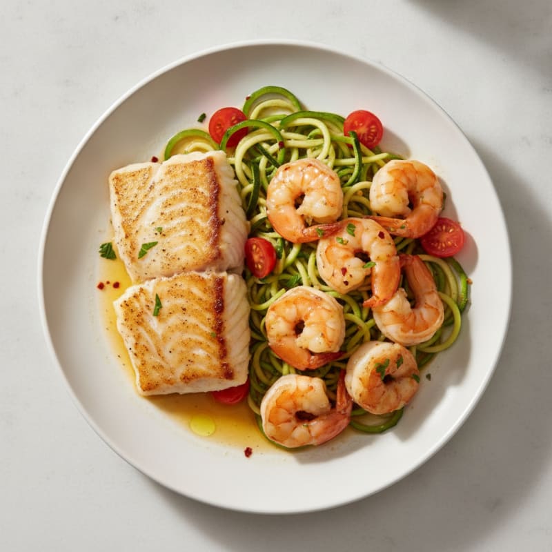 Pan-Seared Fish and Shrimp Scampi